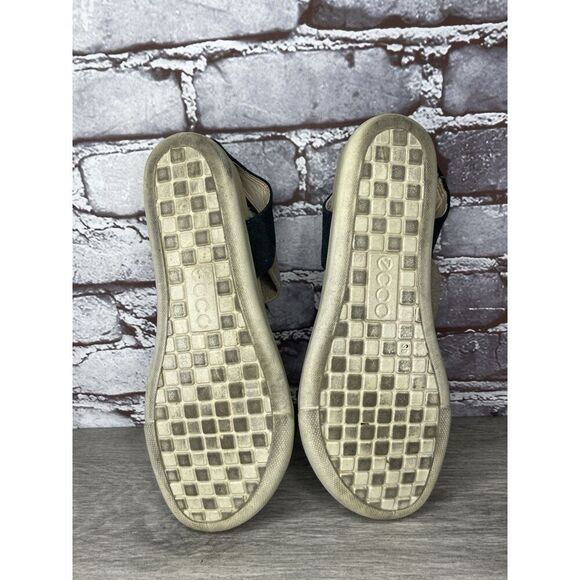 Ecco Flowt 2 Black Gray Leather Strappy Slip On Comfort Sandals Women Sz 39EU/8M - Picture 13 of 16